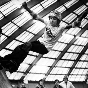 Skateboarding at the Lightfoot Stadium in Walker, on 26th February 1978