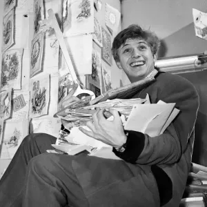Black and white print of Tommy Steele in a Liverpool dressing room