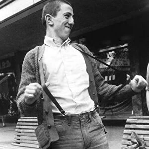 A skinhead in Coventrys shopping precinct. 4th October 1969