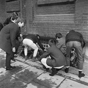 Skinheads clash in Farringdon Road, London. Twenty to thirty youths were chased