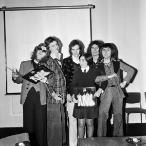 Slade (l-r Noddy Holder, Jim Lea, Don Powell and Dave Hill) pictured with prize winners Slade (l-r Noddy Holder, Jim Lea, Don Powell and Dave Hill) pictured with prize winners