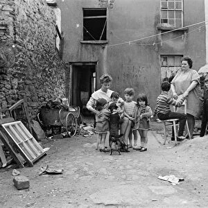 Slum housing in Donegal place, Londonderry, 13th July 1968. Pictured