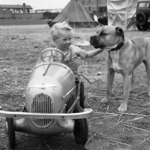1949 Print: Boy and Dog on South Denes, Great Yarmouth 1949 Print: Boy and Dog on South Denes, Great Yarmouth