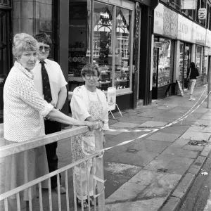 Smithdown Road shopkeepers Mrs Anne Lev (right) and Mrs Elsie Luxton and her son