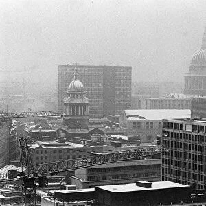 Snow on the roof tops of the City of London December 1981