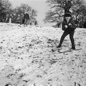 Snow scenes on Richmond Hill and Park. Pictured, skiing in Richmond Park Snow scenes on Richmond Hill and Park. Pictured, skiing in Richmond Park