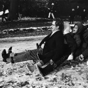 Print of Snow Scenes on Richmond Hill and Park Print of Snow Scenes on Richmond Hill and Park