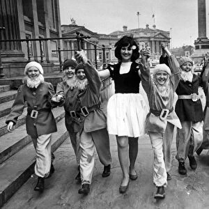 Snow White in Liverpool in the shape of Chester actress Vivien Day, with her seven dwarfs