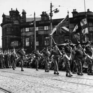 Lancashire Fusiliers March Through Bury Print Circa 1950 Lancashire Fusiliers March Through Bury Print Circa 1950