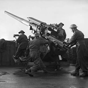 Soldiers of an anti aircraft battery in the West Midlands, seen here training