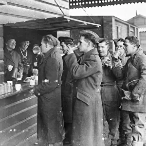 Soldiers at a canteen at the Great Western Railway Plymouth, Devon Station