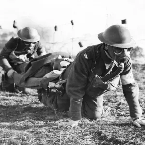Soldiers carrying the wounded during WWII. 15th February 1941 Soldiers carrying the wounded during WWII. 15th February 1941
