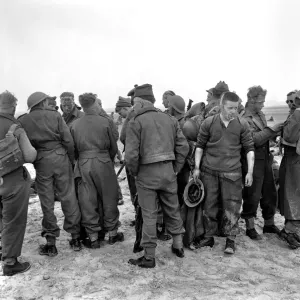 Soldiers employed as extras seen here during the filming of Dunkirk