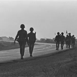 Black and White Print of South Vietnamese Soldiers Advancing in Trang Bang Black and White Print of South Vietnamese Soldiers Advancing in Trang Bang