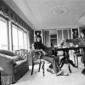 Sonny Bono & Cher, American music duo, pictured in their rooms at the Royal Garden Hotel
