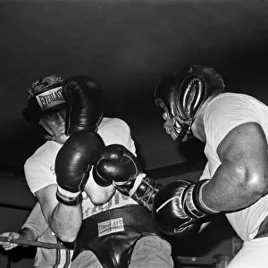 Sonny Liston and Joe Bugner sparring together at Dominick Bufanos Gym, Jersey City