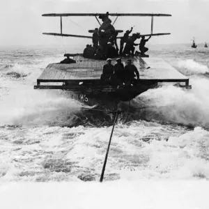 A Sopwith Camel on H6 Lighter, August 1918 Print A Sopwith Camel on H6 Lighter, August 1918 Print