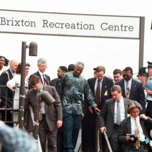 South African President Nelson Mandela seen here visiting Brixton Recreation Centre with South African President Nelson Mandela seen here visiting Brixton Recreation Centre with