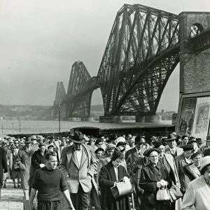 South Queensferry April 1957 Tourists come ashore from cruise ship Caronia with