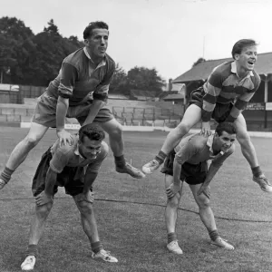 Southampton FC Players Leap frogging are from L2R Bending, Cliff Huxford and Dick Connor Southampton FC Players Leap frogging are from L2R Bending, Cliff Huxford and Dick Connor