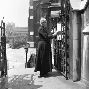 Southwark Cathedral 2nd June 1955 The verger of Southwark Cathedral seen here Southwark Cathedral 2nd June 1955 The verger of Southwark Cathedral seen here
