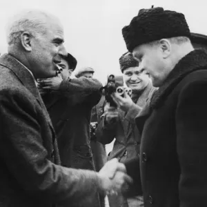 Black and White Print of Molotov Meets Stettinius in Yalta