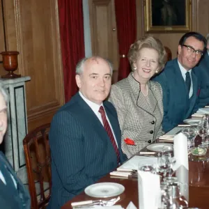 Mikhail Gorbachev at No 10 Downing Street Print - April 1989