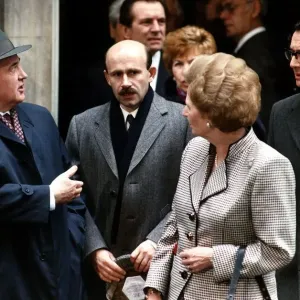 Soviet leader Mikhail Gorbachev with British Prime Minister Margaret Thatcher outside 10 Soviet leader Mikhail Gorbachev with British Prime Minister Margaret Thatcher outside 10