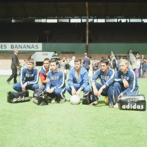 Soviet Union Football Players, pictured during training session at Ayresome Park