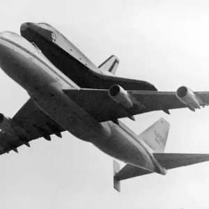 Space Shuttle Enterprise, piggy back on a NASA 747 Jumbo Jet