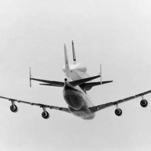 Space Shuttle Enterprise, piggy back on a NASA 747 Jumbo Jet