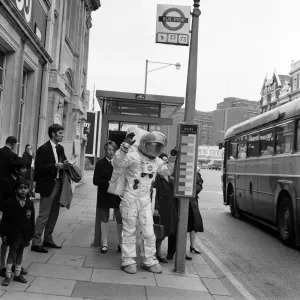 Spaceman in London streets. Jonathan Bosley, dressed in a space man suit as used by Spaceman in London streets. Jonathan Bosley, dressed in a space man suit as used by