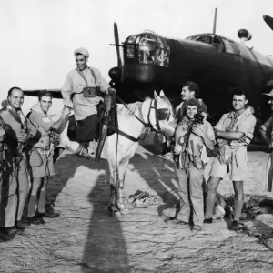 Print of Spahi cavalry in North Africa guarding airfields