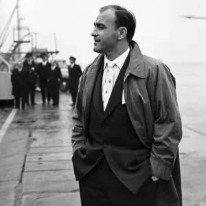 Spanish centre forward Alfredo Di Stefano of football team Real Madrid on arrival Spanish centre forward Alfredo Di Stefano of football team Real Madrid on arrival
