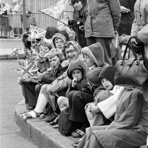 Spectators await Queen Elizabeth II in Eston during her Silver Jubilee tour