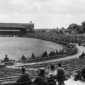 Spectators watching the action at Headingley, the ground of Yorkshire Cricket Club in Spectators watching the action at Headingley, the ground of Yorkshire Cricket Club in