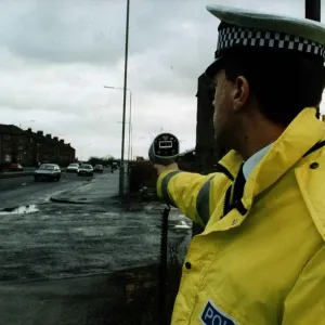 Speedgun speed trap police traffic policeman London Road Glasgow Speedgun speed trap police traffic policeman London Road Glasgow
