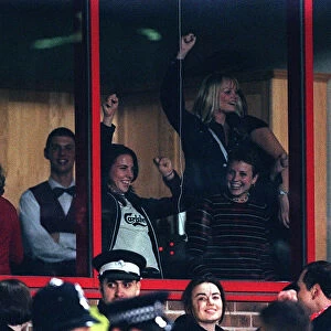 SPICE GIRLS CELEBRATE LIVERPOOLS WINNING GOAL AGAINST ARSENAL ON 24TH OF MARCH