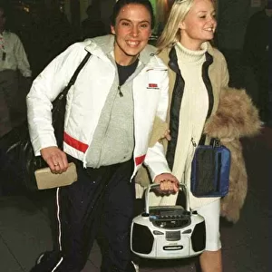Spice Girls Emma Mel C leaving Heathrow for Madrid November 1997