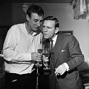 Spike Milligan in his dressing room with Norman Wisdom during a performance of "