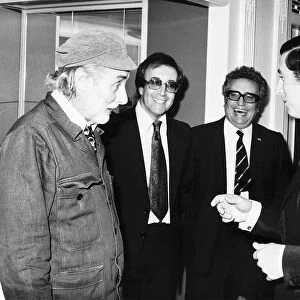 Spike Milligan with fellow Goon members minus Michael Bentine meet Prince Charles at a