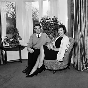 Spike Milligan with his fiancee, Miss Pat Ridgeway at her home in Leathley Road, Menston