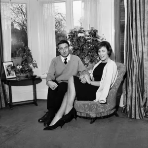 Spike Milligan with Fiancee at Menston Home, 1961 Print