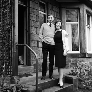 Spike Milligan with his fiancee, Miss Pat Ridgeway at her home in Leathley Road, Menston