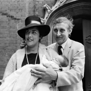 Spike Milligan with wife Paddy holding their new arrival, Jane Fionulla Marion