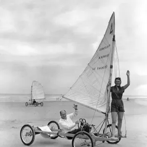 A Sport British holiday makers are taking up enthusiastically- sand yachting A Sport British holiday makers are taking up enthusiastically- sand yachting