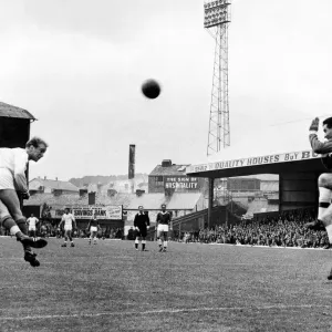 Sport - Football - Swansea Town - Swansea winger Barrie Jones heads towards Sport - Football - Swansea Town - Swansea winger Barrie Jones heads towards