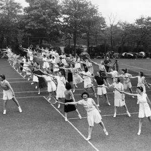 Print of Sport training for war workers, June 1941 Print of Sport training for war workers, June 1941