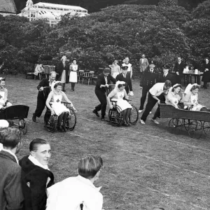 Invalid Chair Race Print, Maristow Royal Naval Auxiliary Hospital, 1944
