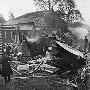 The sports pavilion at Regents Park in London. The scene after an RAF Bomber